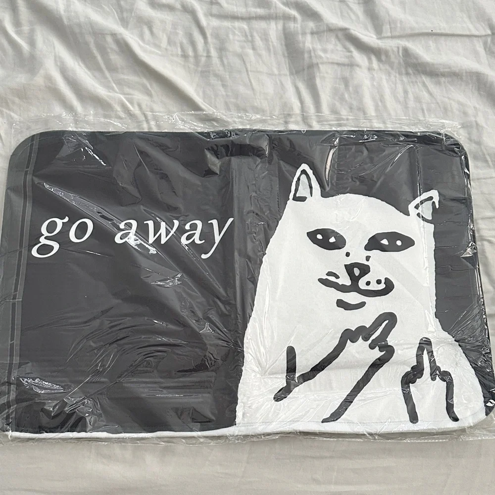 Cat “Go Away” Graphic Mat